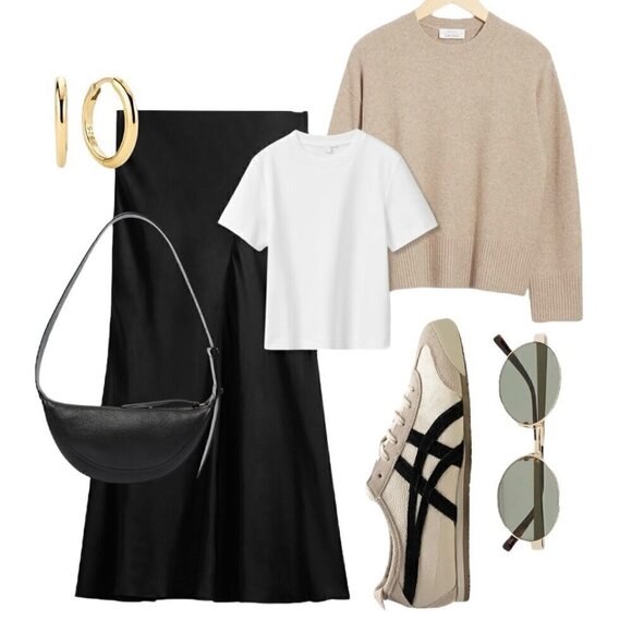 NEW Satin Maxi Skirt Sz. L Black Elastic Waist A-Line Classic Goth Feminine - Picture 10 of 11